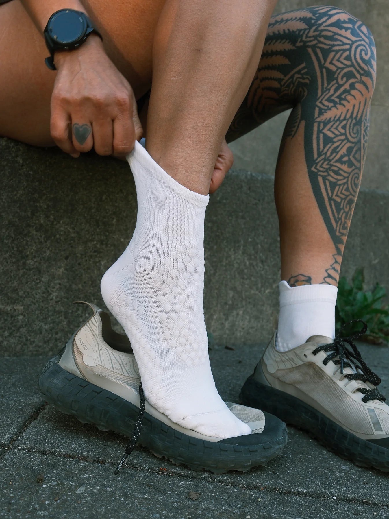 Courier - The HiFi Quarter Crew Sock - Bright White