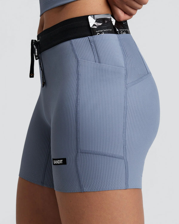 Bandit Women's Striped Cadence™ 5" Compression Shorts - Pavilion Blue / Steel Horizon