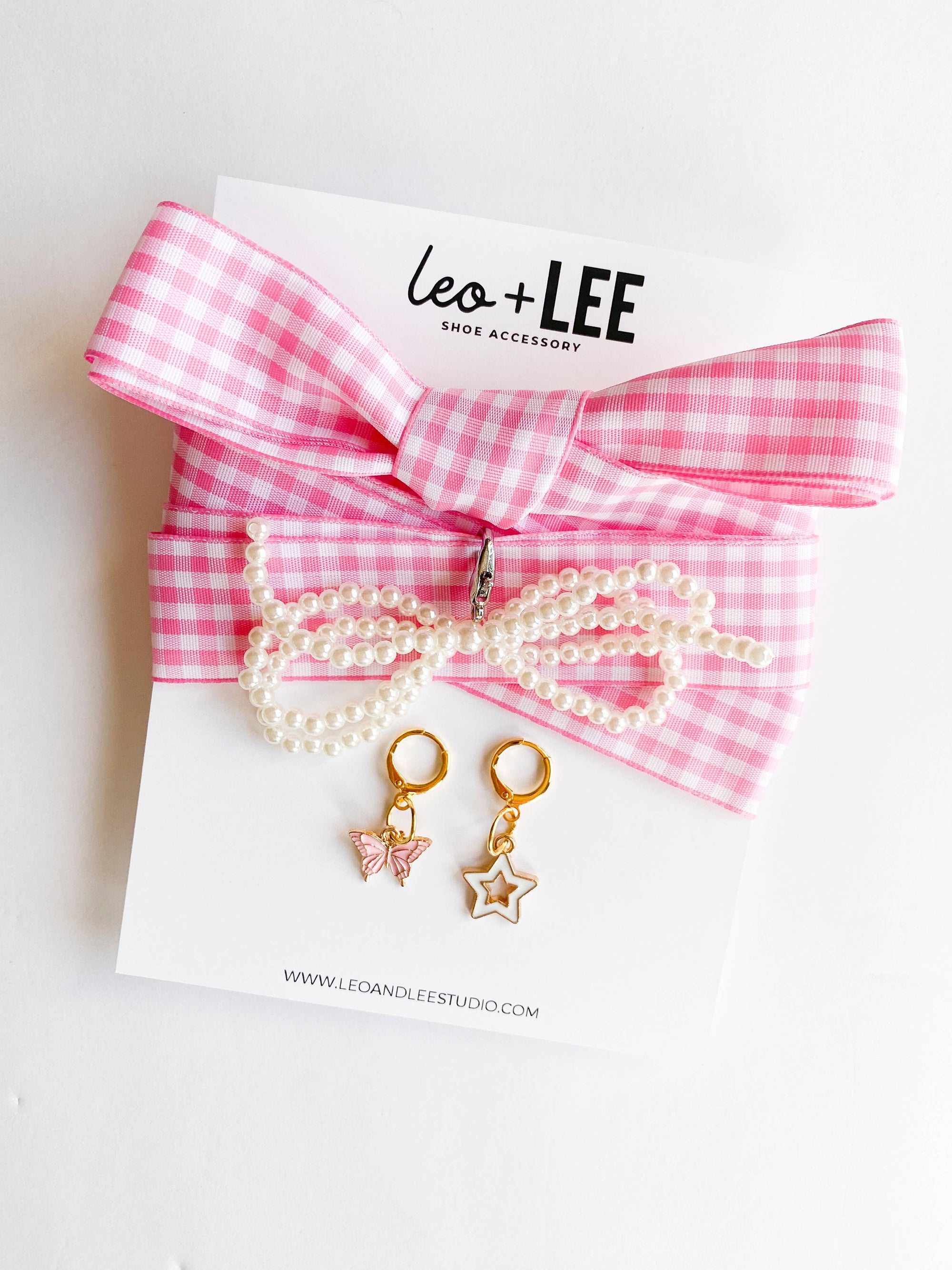 Leo + Lee Shoe Charm + Lace Sets - Gingham