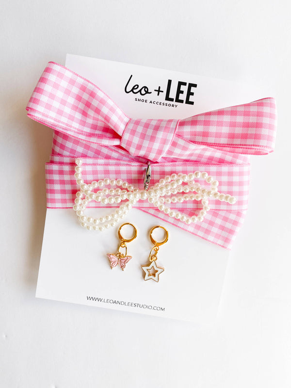 Leo + Lee Shoe Charm + Lace Sets - Gingham