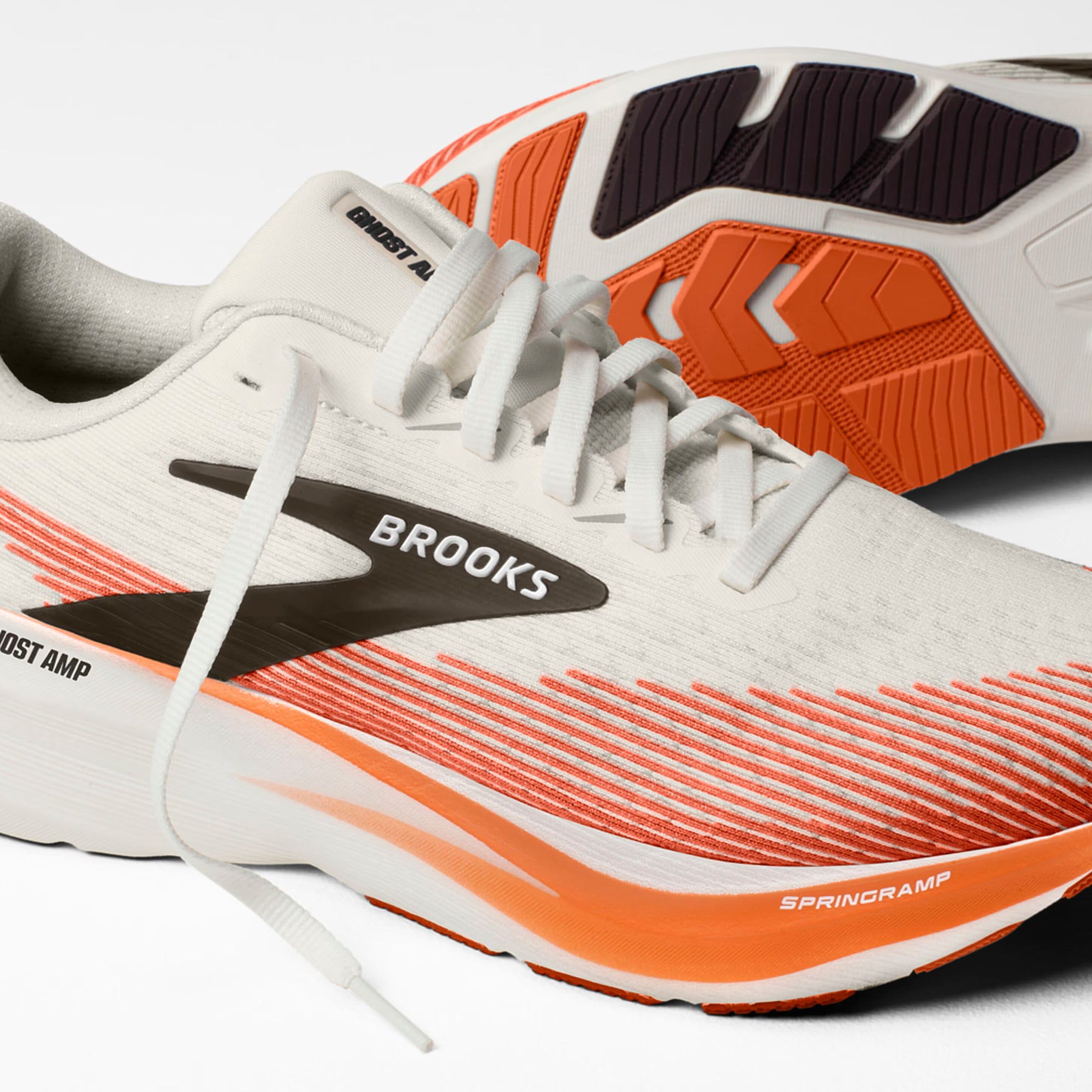 Brooks Men's Ghost Amp - White / Tigerlily / Black