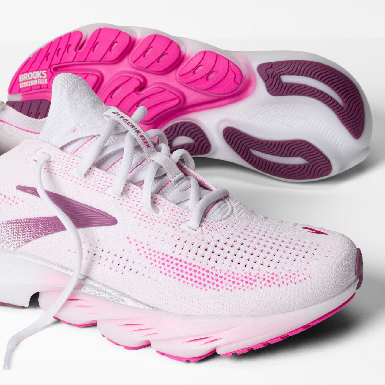 Brooks Women's Glycerin Flex - White / Cyber Pink / Argyle