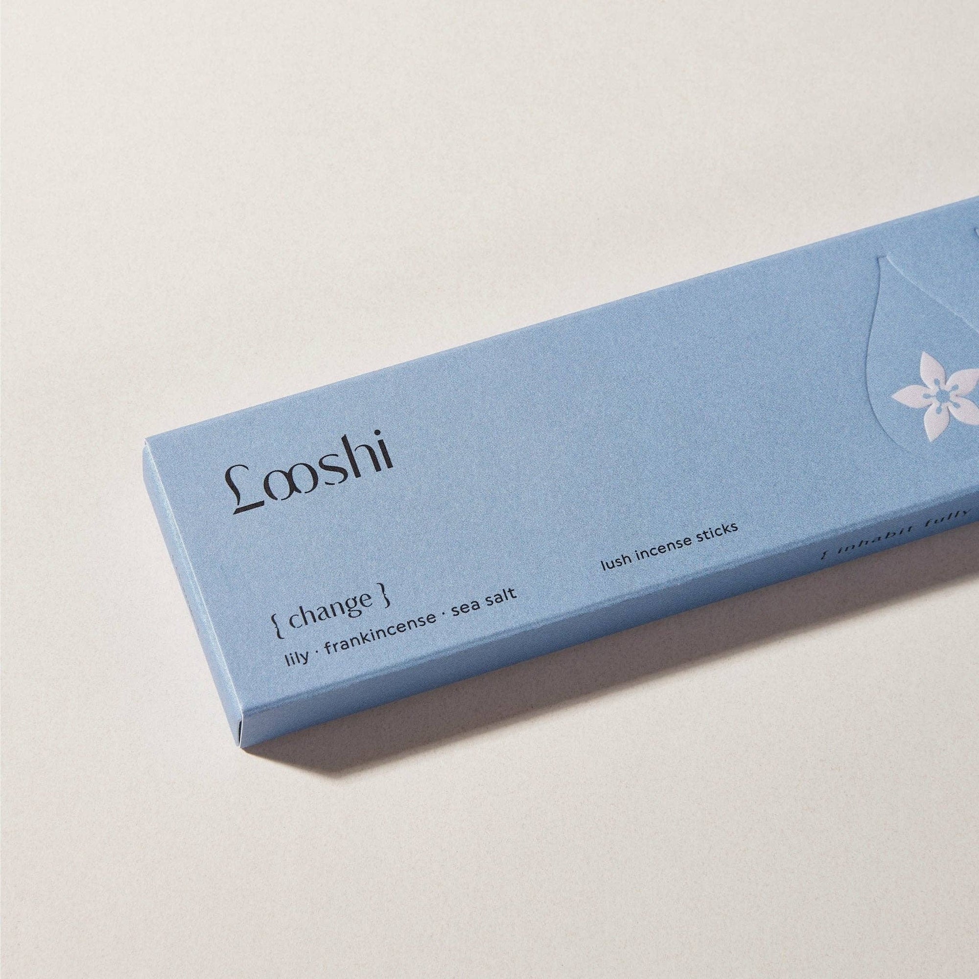 Looshi CHANGE Natural Incense Sticks with Lily, Frankincense, Sea Salt