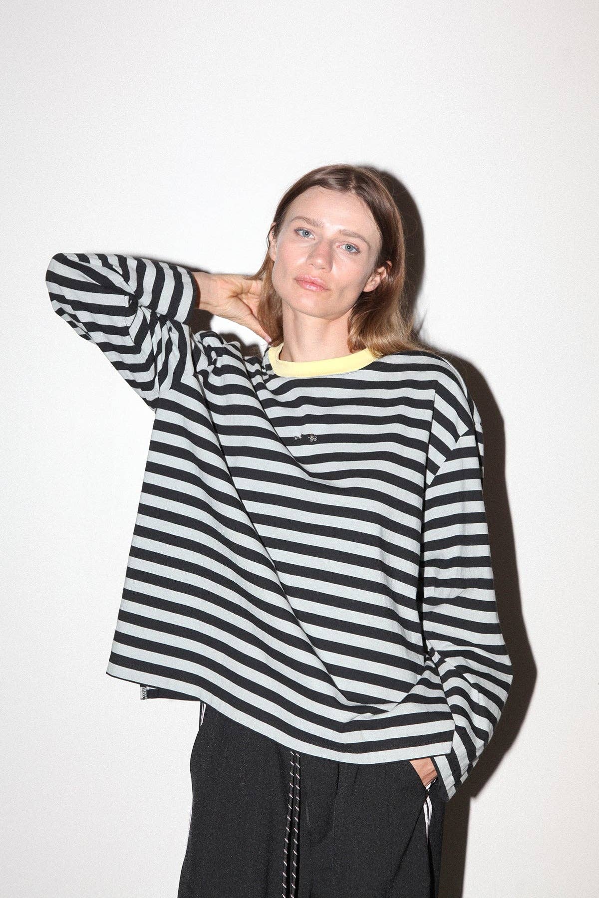 KkCo Pierced Long Sleeve Box Tee - Sky & Midnight