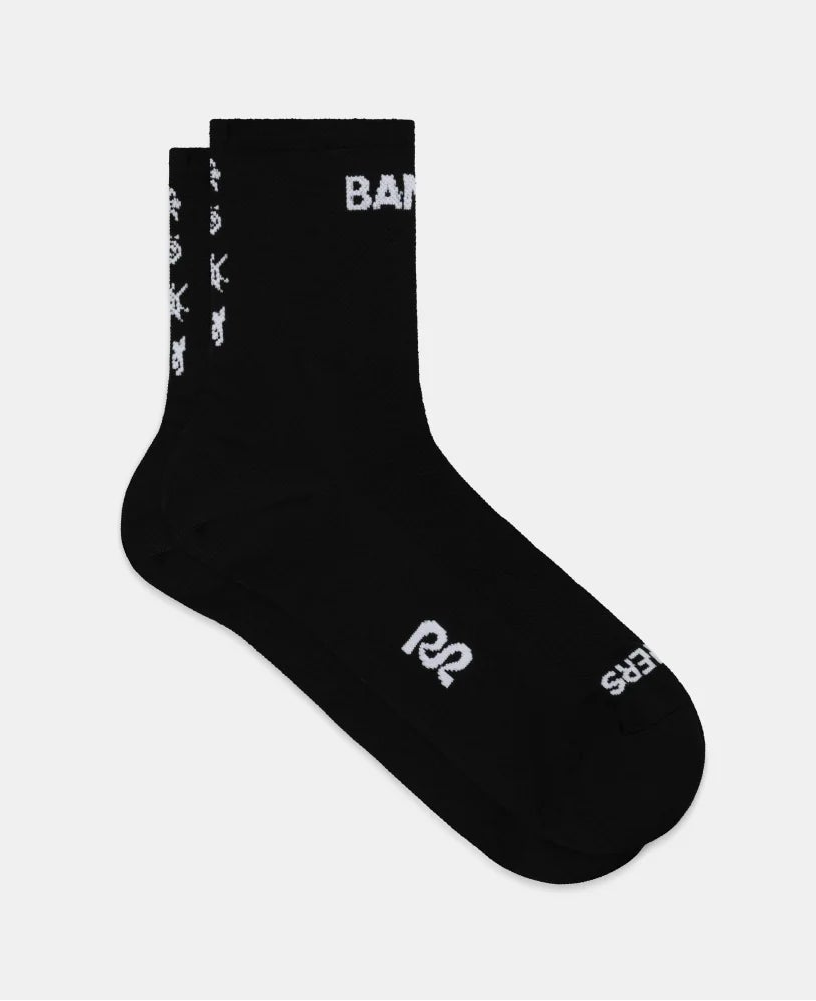Bandit Lite Run™ Spring Motif Quarter Socks - Black / White