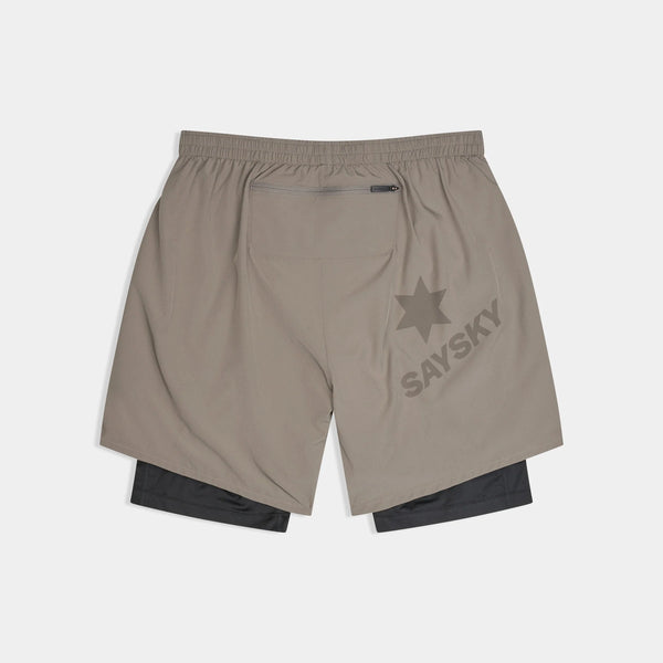 SAYSKY Men's Pace 2 in 1 Shorts 5" - Taupe