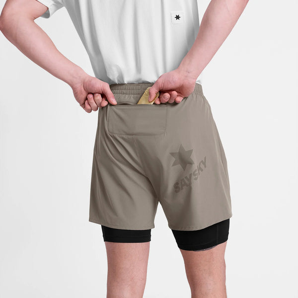 SAYSKY Men's Pace 2 in 1 Shorts 5" - Taupe