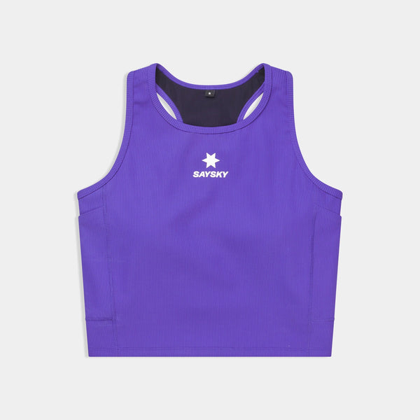SAYSKY Women's Combat+ Rib Crop Top - Purple