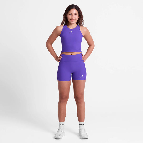 SAYSKY Women's Combat+ Rib Crop Top - Purple