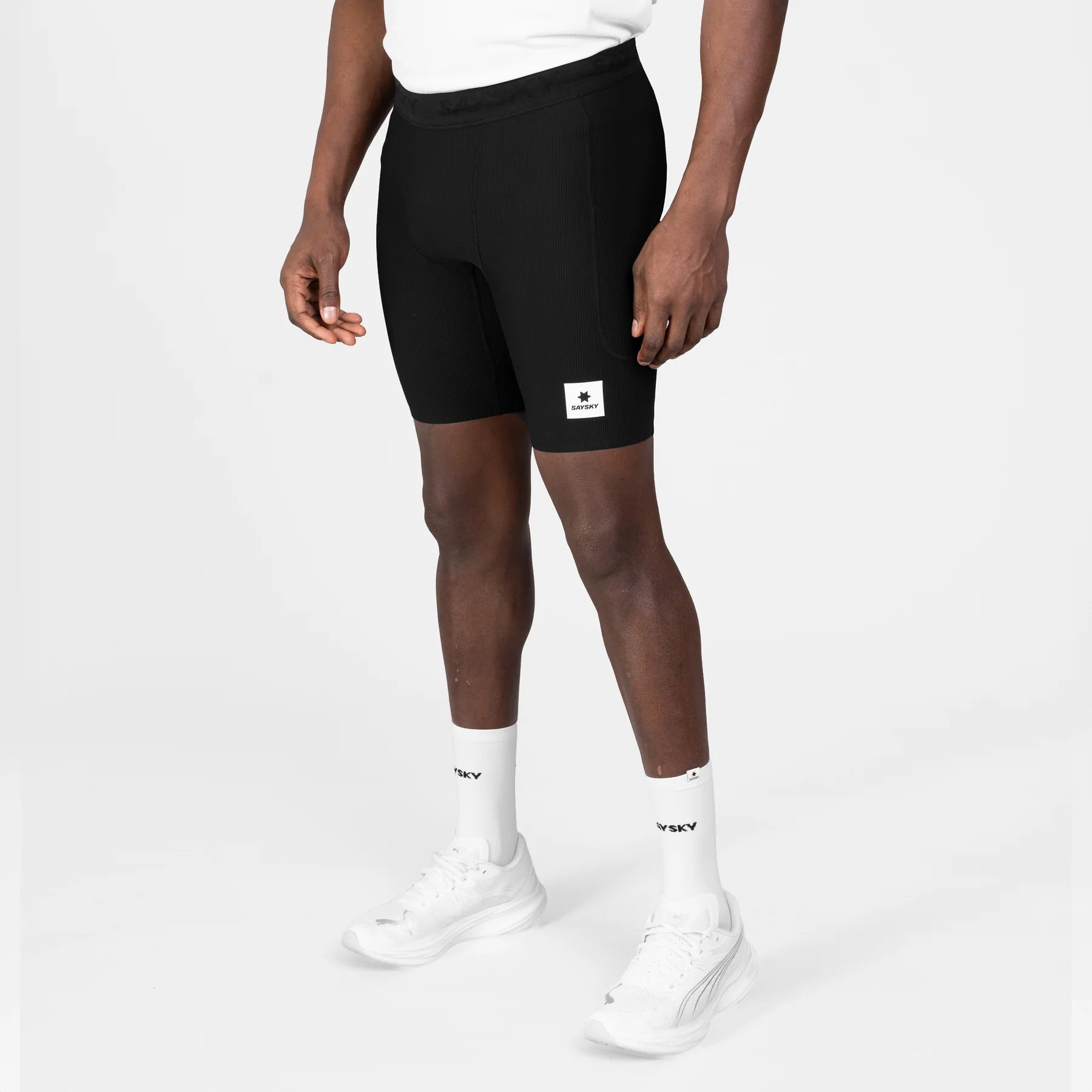 SAYSKY Women's Combat+ Rib Short Tights 8" - Black