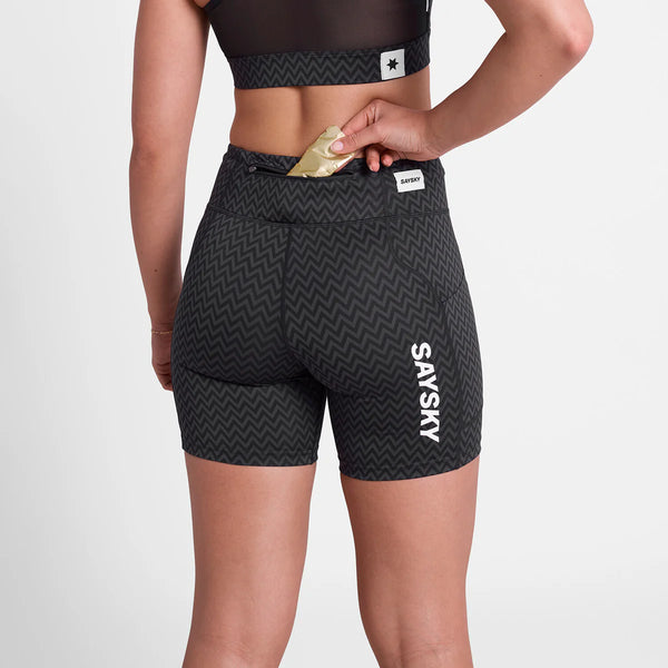 SAYSKY Women's Combat+ Short Tights 7" - Black Zig Zag