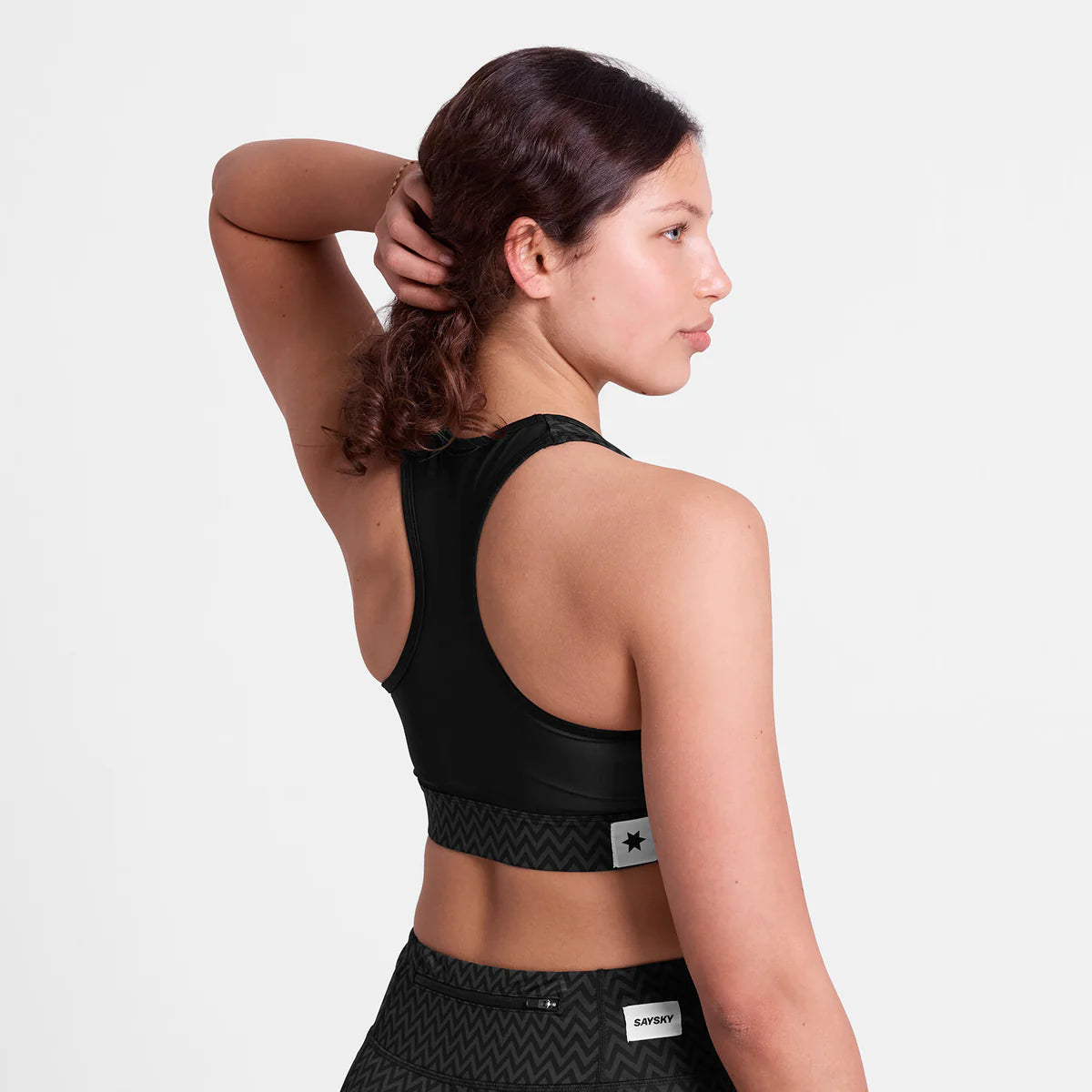 SAYSKY Women's Combat Sports Bra - Black Zig Zag