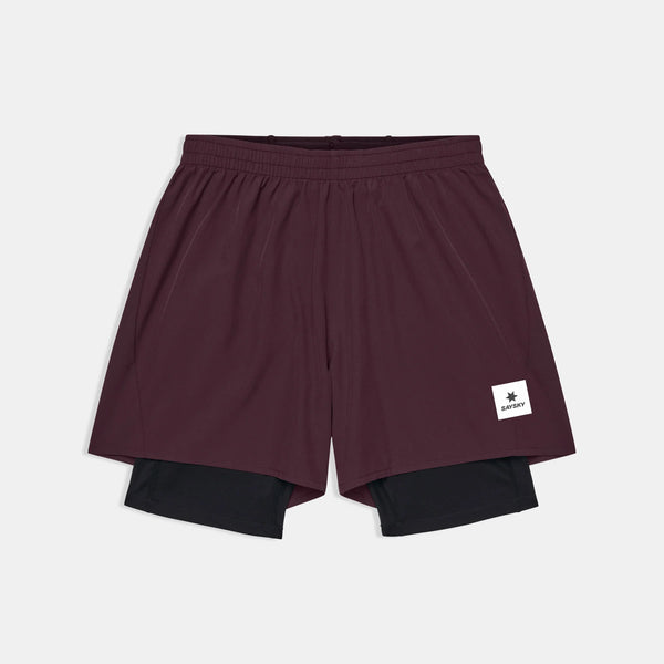 SAYSKY Men's Pace 2 in 1 Shorts 5" - Burgundy