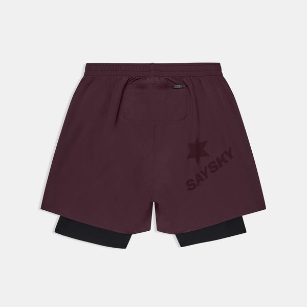 SAYSKY Men's Pace 2 in 1 Shorts 5" - Burgundy