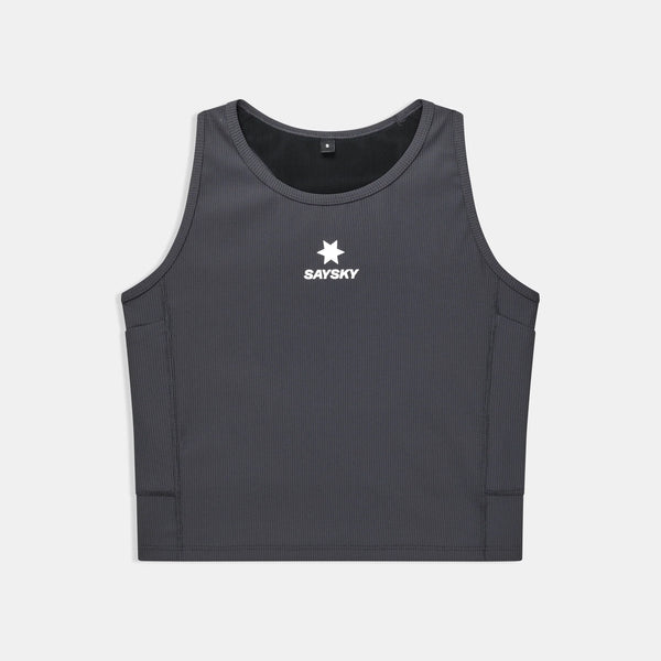 SAYSKY Women's Combat+ Rib Crop Top - Grey
