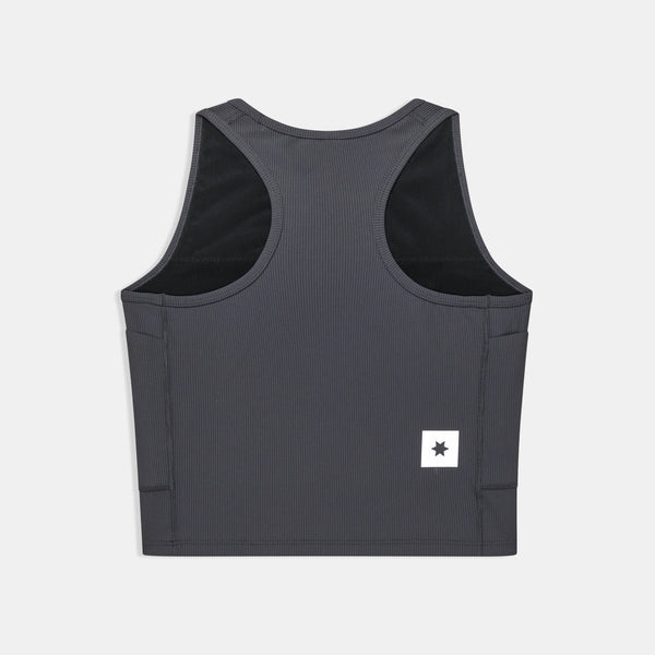 SAYSKY Women's Combat+ Rib Crop Top - Grey