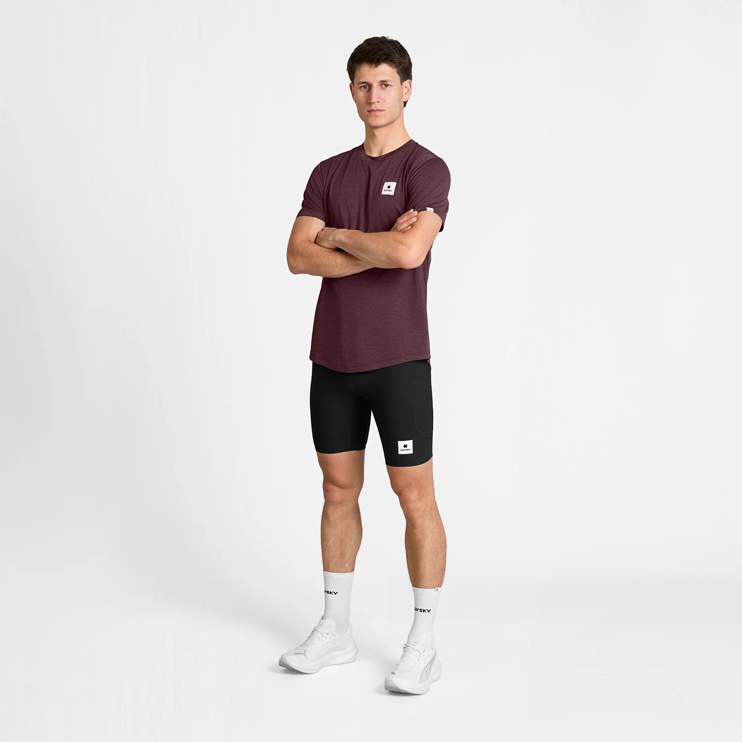 SAYSKY Men's Clean Combat Pro T-shirt - Burgundy