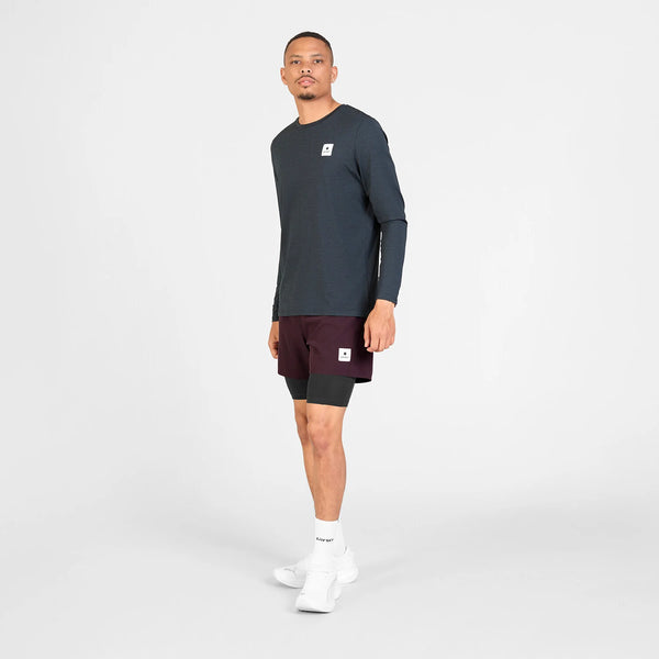 SAYSKY Men's Pace 2 in 1 Shorts 5" - Burgundy