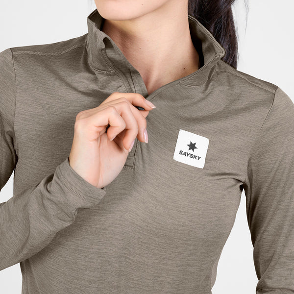 SAYSKY Women's Pace Half Zip Long Sleeve - Taupe