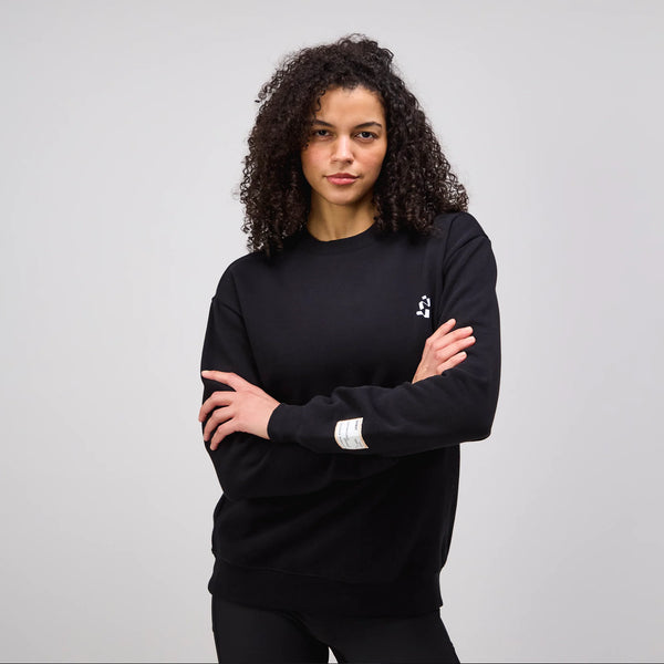 Bandit Cotton Fleece Abstract Grid Crewneck - Unisex, Black