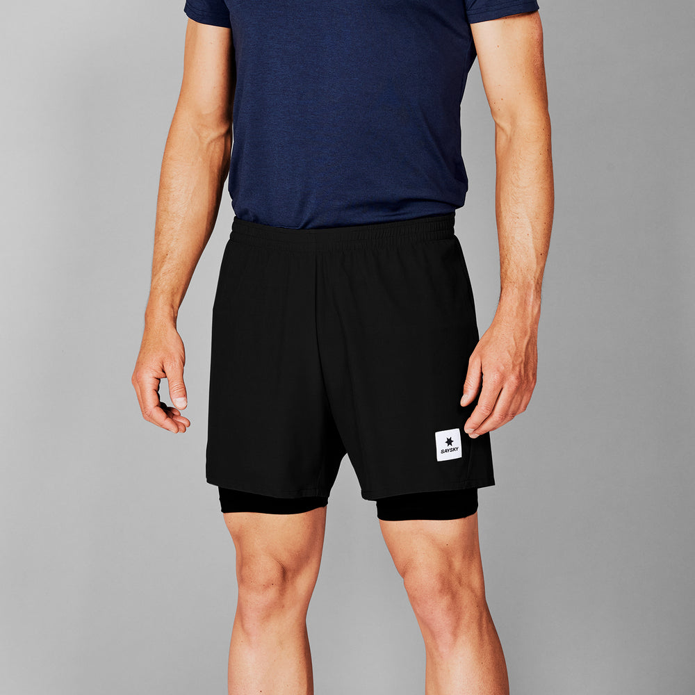 SAYSKY Men's 2-in-1 Shorts 5" - BLACK