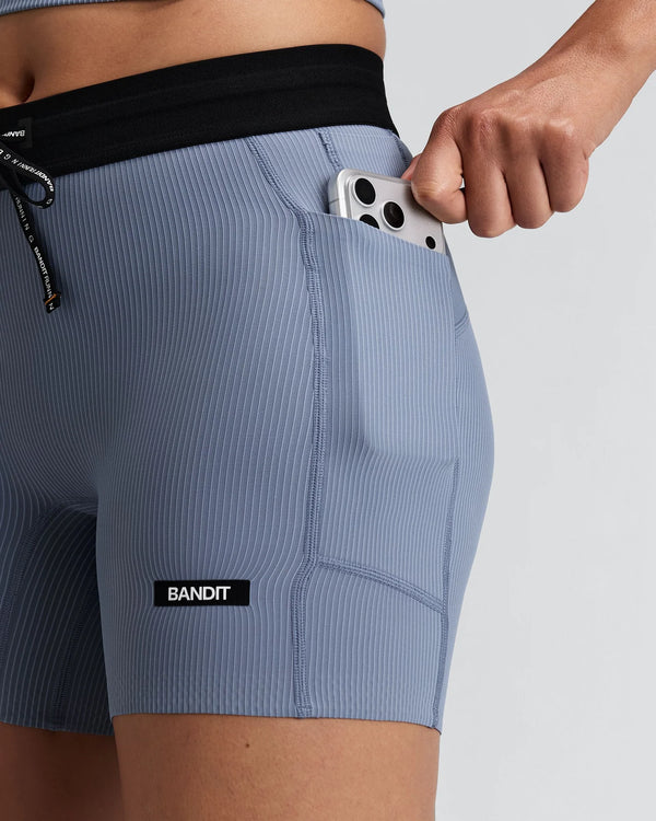 Bandit Women's Striped Cadence™ 5" Compression Shorts - Pavilion Blue / Steel Horizon