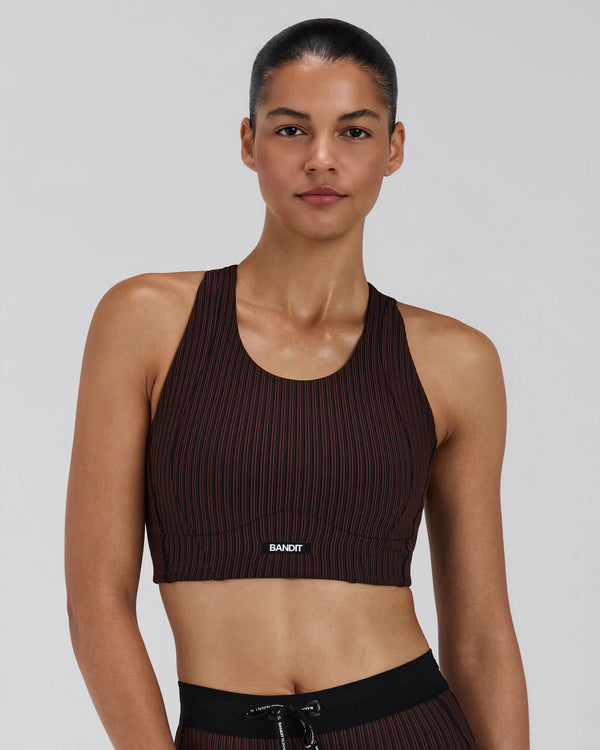 Bandit Women's Striped Cadence™ Longline Bra - Cacao / Black