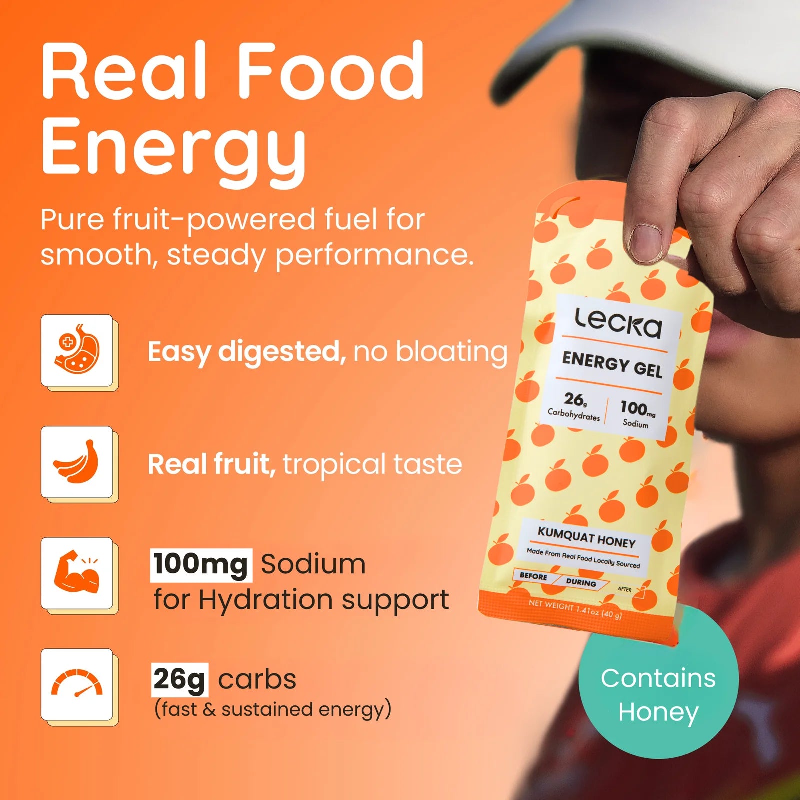 Lecka Energy Gel - Kumquat Honey 12 Pack