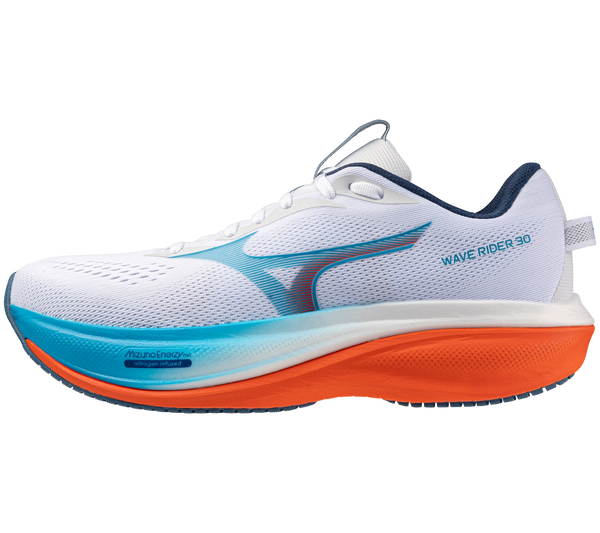 Mizuno Men's Wave Rider 30 - White Blue Jewel