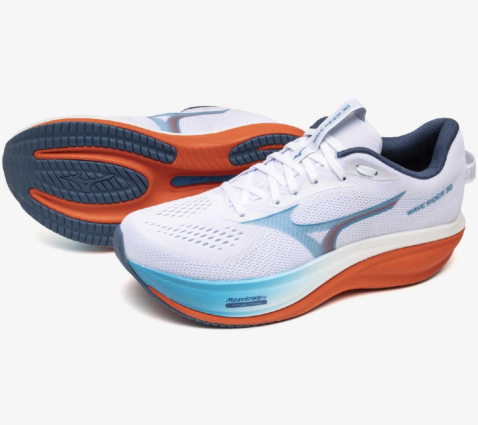 Mizuno Men's Wave Rider 30 - White Blue Jewel