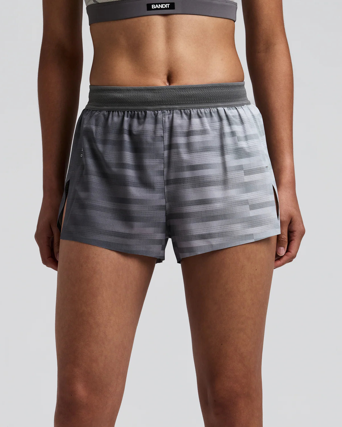 Bandit Women's CoolGrid™ 3" Split Shorts - Plaster / Slate