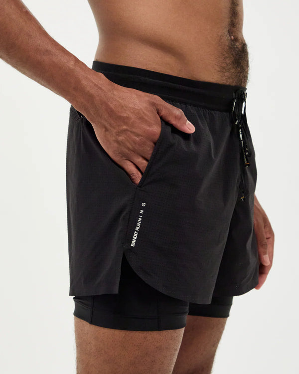 Bandit Men's Vento™ 5" 2-In-1 Run Short - Black