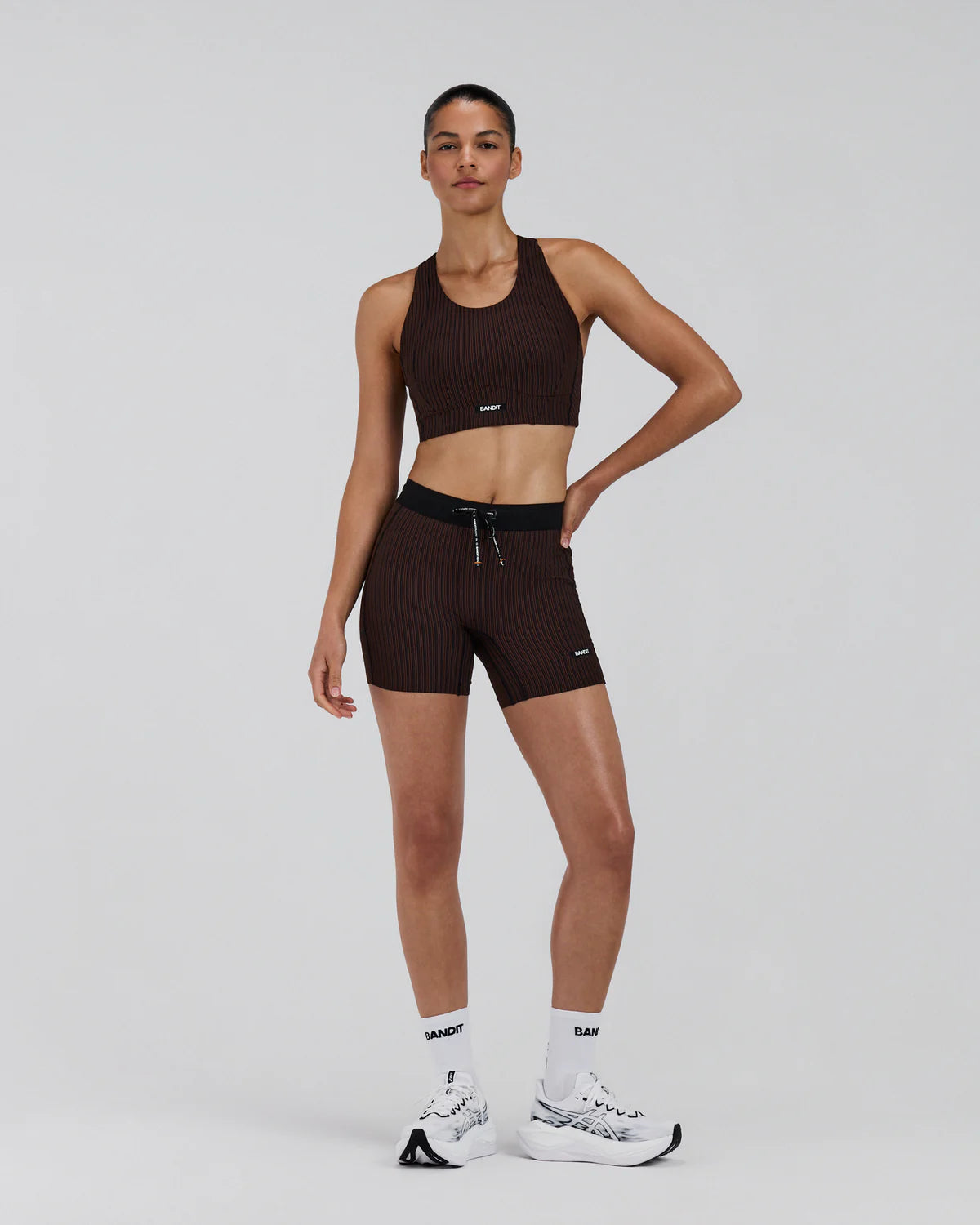 Bandit Women's Striped Cadence™ Longline Bra - Cacao / Black