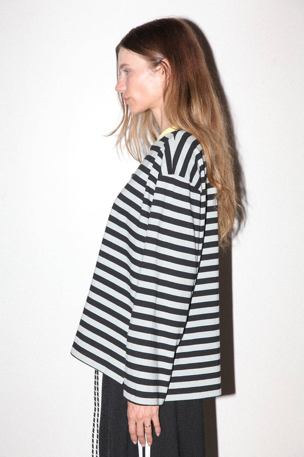 KkCo Pierced Long Sleeve Box Tee - Sky & Midnight