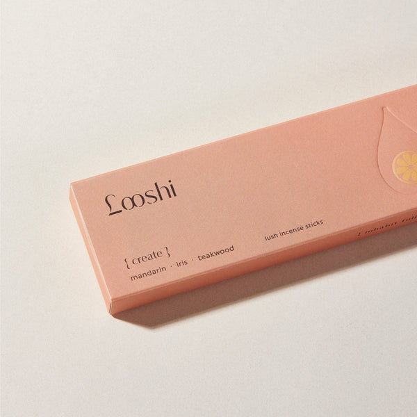 Looshi CREATE Natural Incense Sticks with Mandarin, Iris, Teakwood