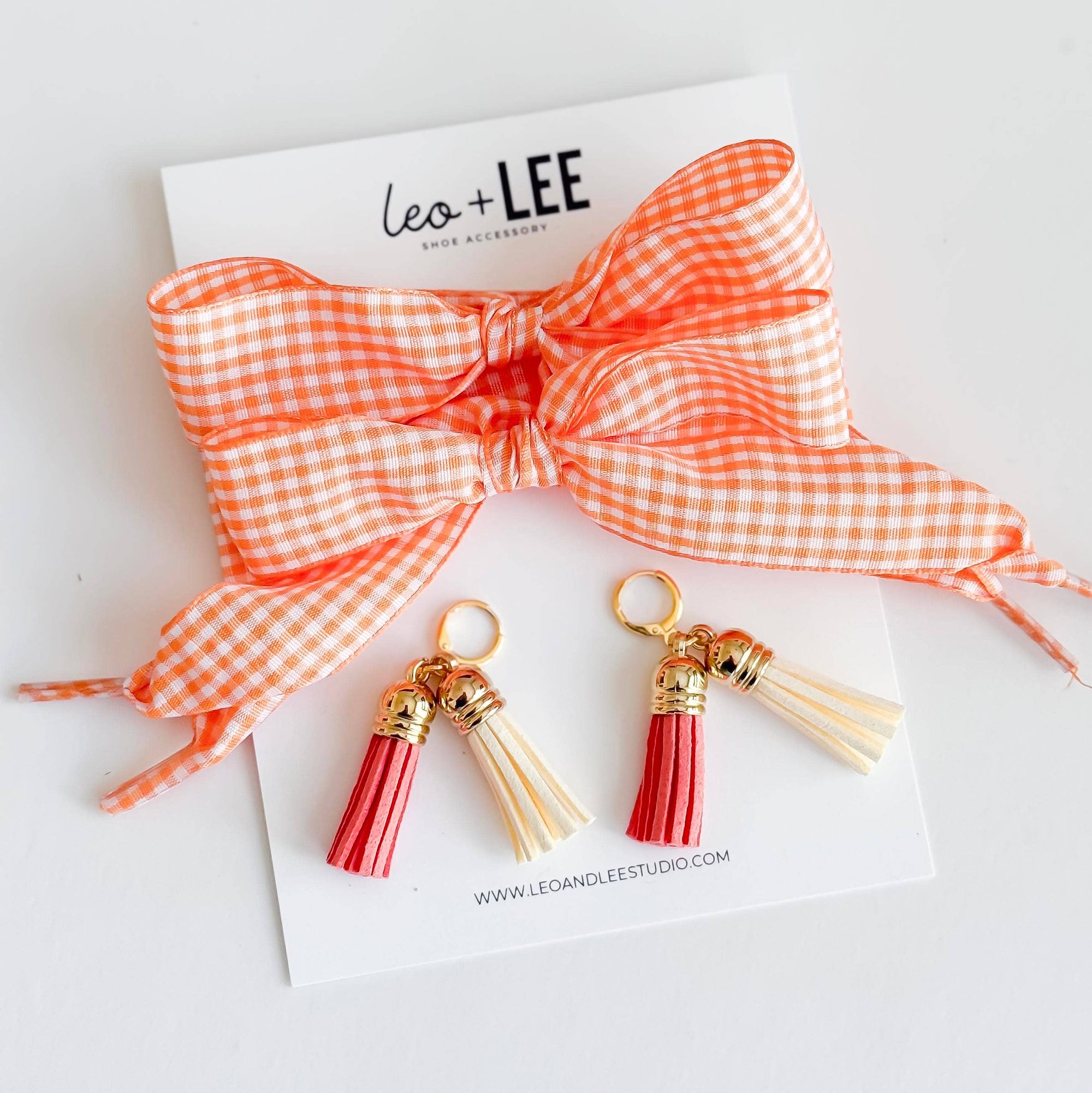 Leo + Lee Shoe Charm + Lace Sets - Gingham