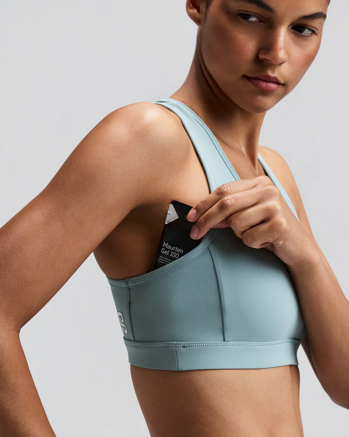 Bandit Women's Vanisher™ Reverso™ Scoop Neck Run Bra - Growing Grid - Lagoon / Mist