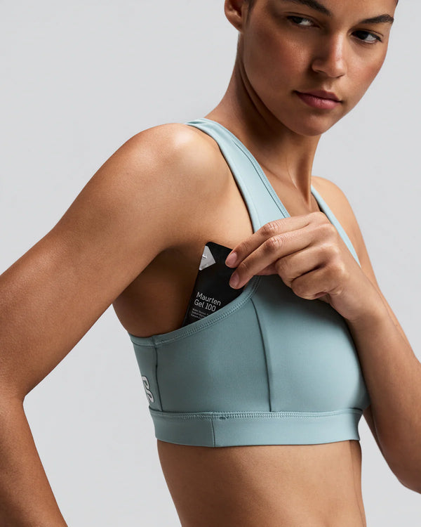Bandit Women's Vanisher™ Reverso™ Scoop Neck Run Bra - Growing Grid - Lagoon / Mist