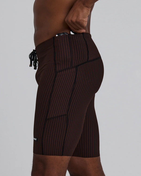 Bandit Men's Striped Cadence™ 7 Pocket Lined Half Tights - Cacao / Black