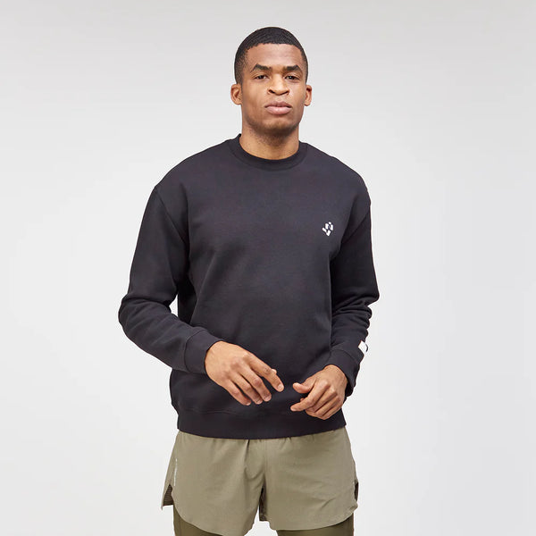 Bandit Cotton Fleece Abstract Grid Crewneck - Unisex, Black