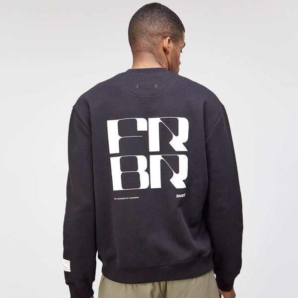 Bandit Cotton Fleece Abstract Grid Crewneck - Unisex, Black