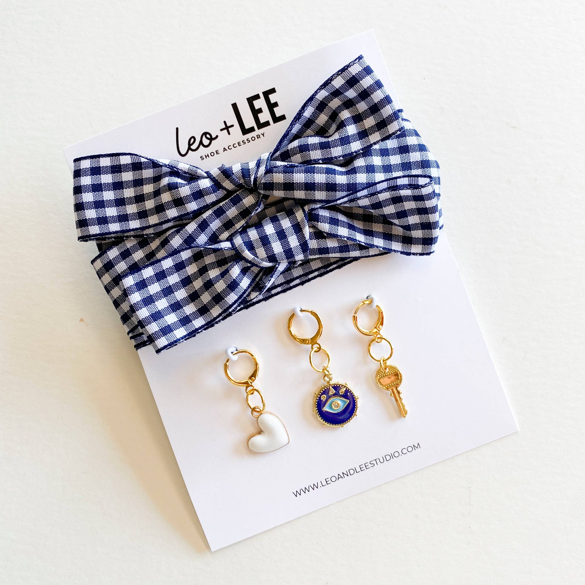 Leo + Lee Shoe Charm + Lace Sets - Gingham