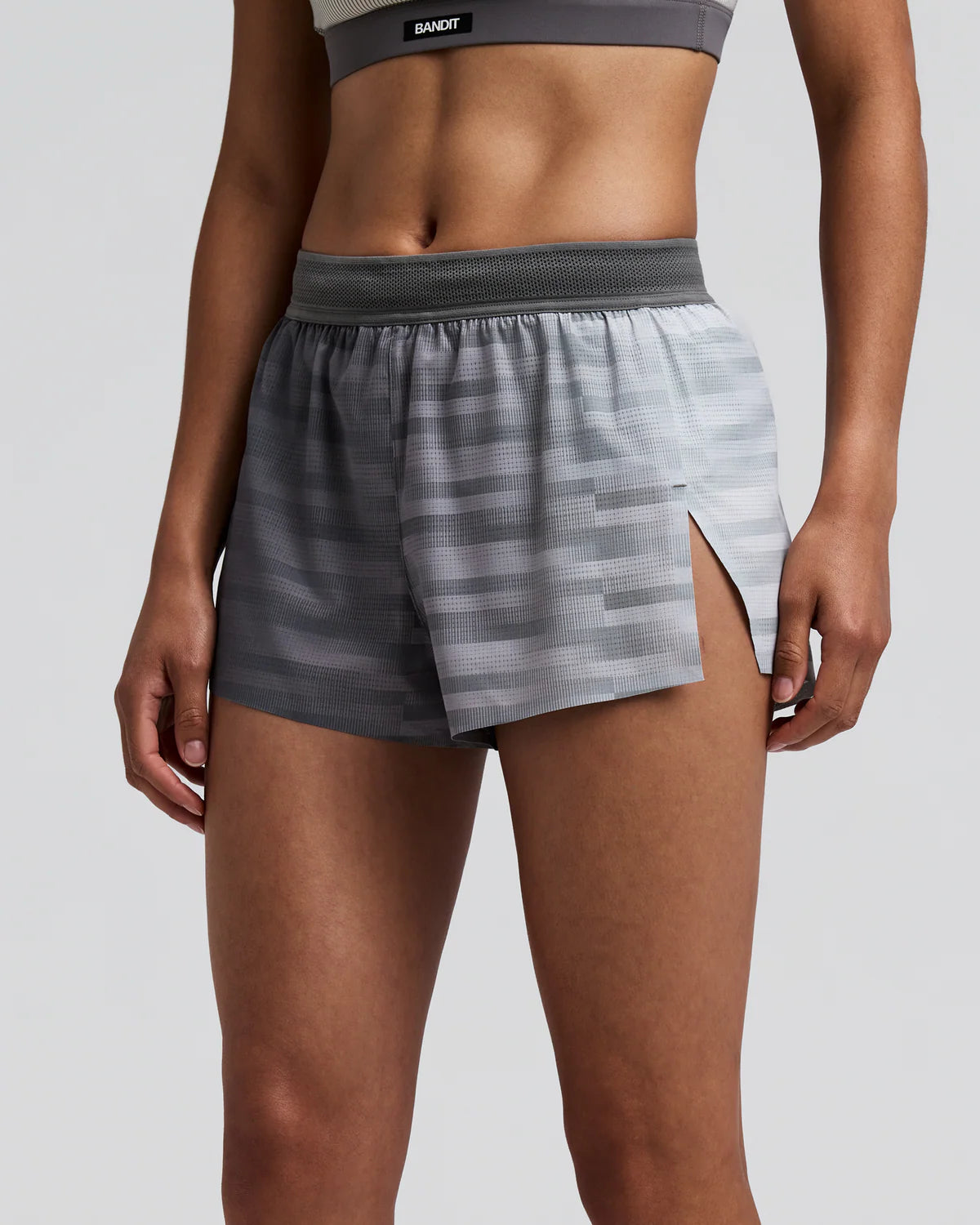 Bandit Women's CoolGrid™ 3" Split Shorts - Plaster / Slate