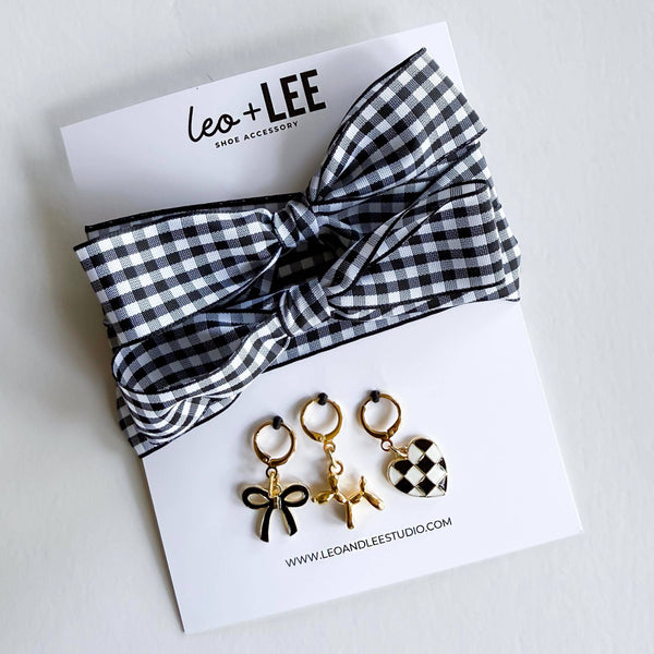 Leo + Lee Shoe Charm + Lace Sets - Gingham