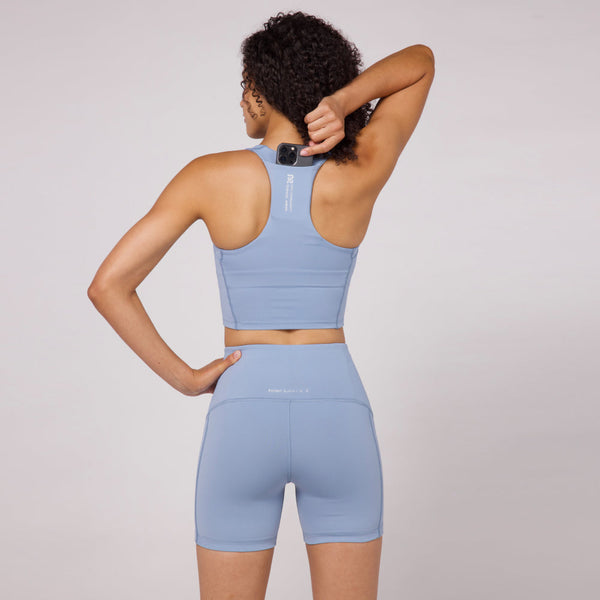 Bandit Stamina Scoop Neck Crop - Smokey Blue