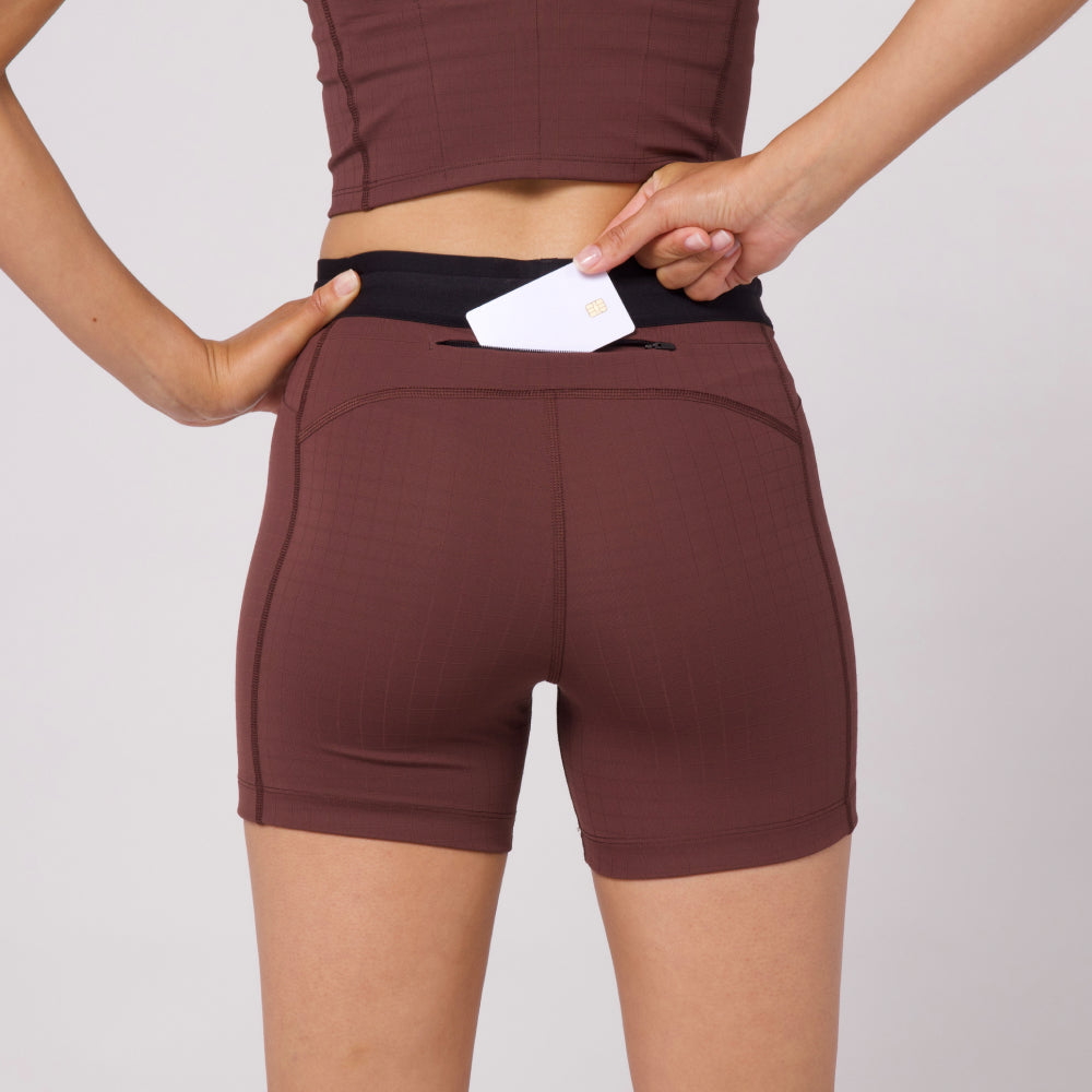 Bandit Grid Lock Womens 5" Compression Short - Chocolate