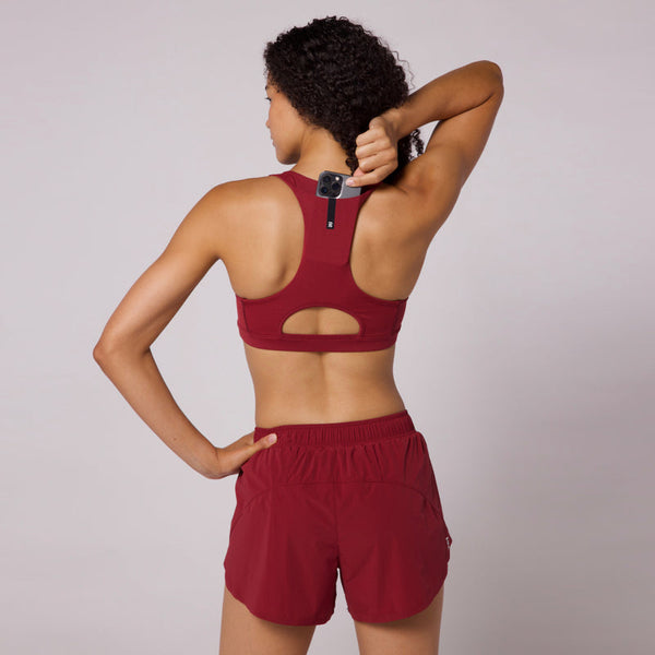 Bandit Grid Lock Scoop Neck Bra - Currant