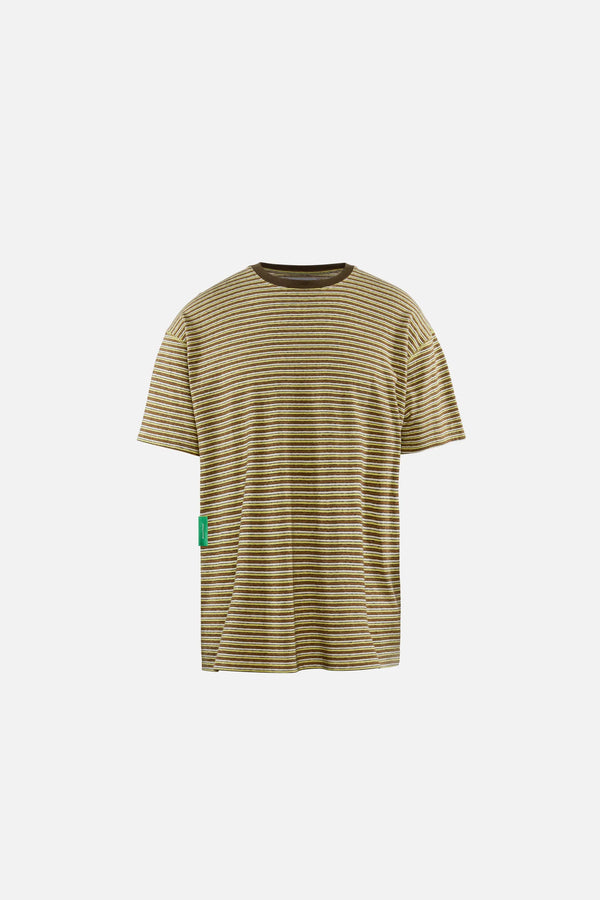 District Vision Short Sleeve Stripe Tee, Yellow Stripe