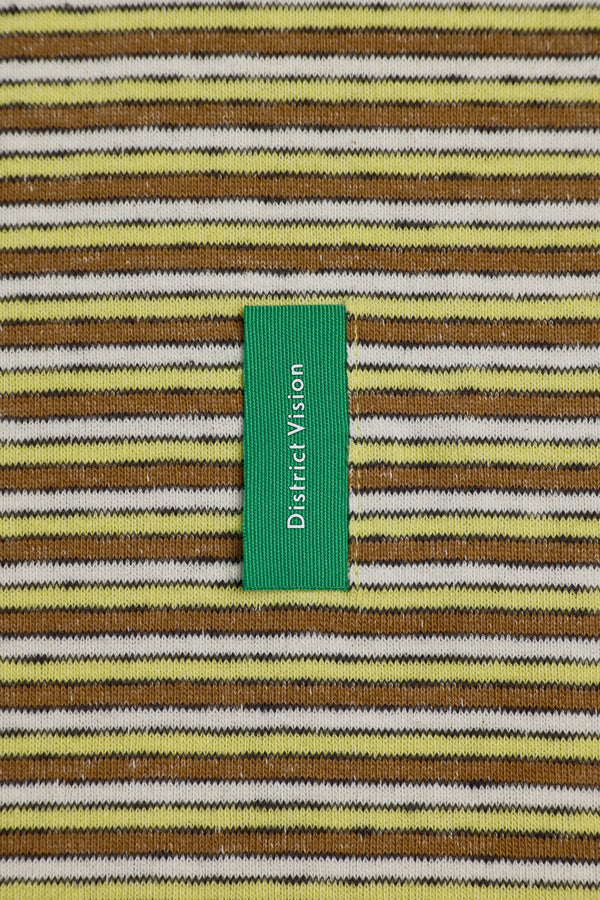 District Vision Short Sleeve Stripe Tee, Yellow Stripe