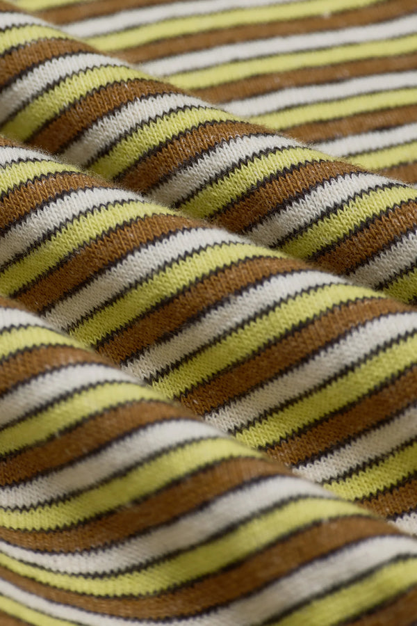 District Vision Short Sleeve Stripe Tee, Yellow Stripe